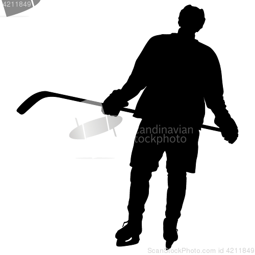 Image of Silhouette of hockey player. Isolated on white. illustrations