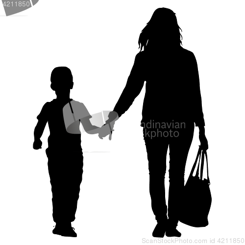 Image of Silhouette of happy family on a white background. illustration.