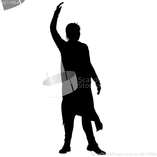 Image of Black silhouettes of beautiful woman on white background. illustration