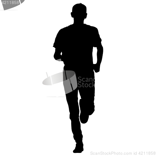 Image of Silhouettes. Runners on sprint, men. illustration