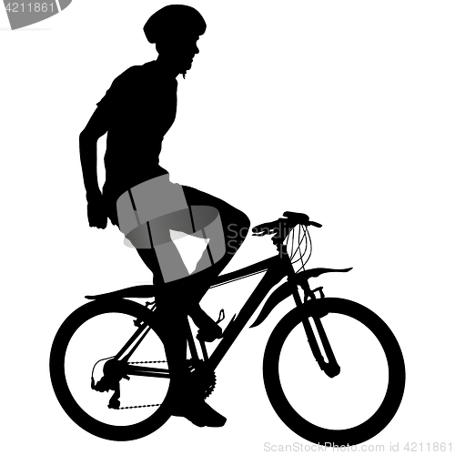 Image of Silhouette of a cyclist male. illustration