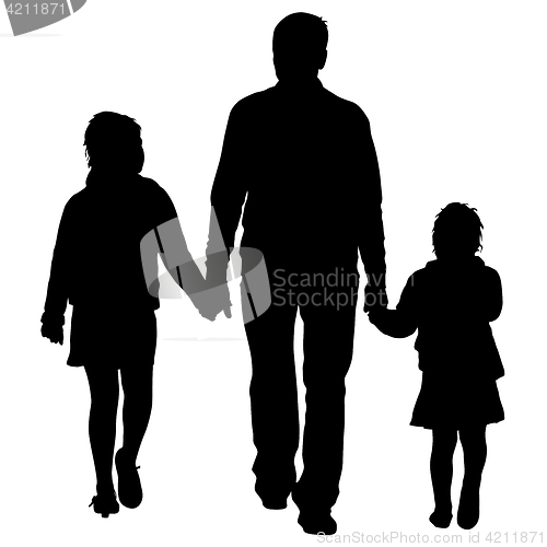Image of Silhouette of happy family on a white background. illustration.