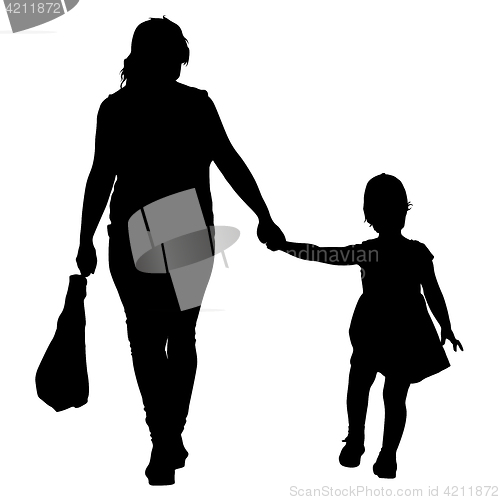 Image of Silhouette of happy family on a white background. illustration.