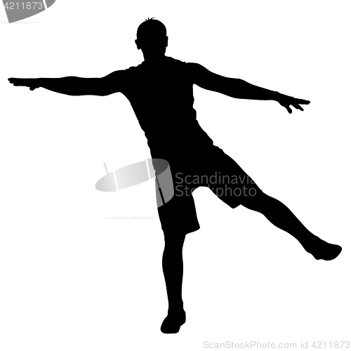 Image of Black silhouettes Dancing on white background. illustration