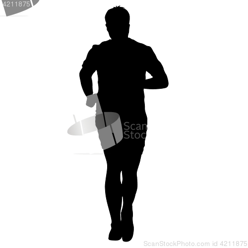 Image of Silhouettes. Runners on sprint, men. illustration