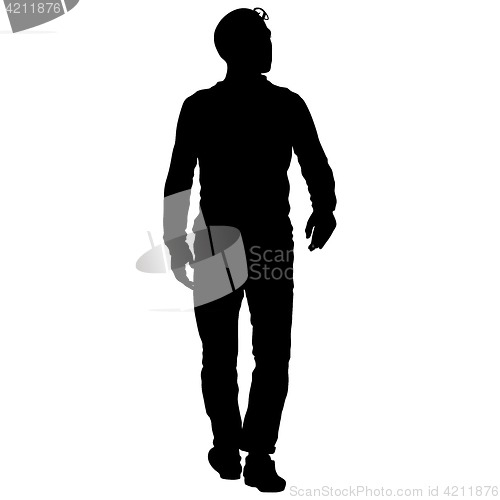 Image of Black silhouettes man on white background. illustration