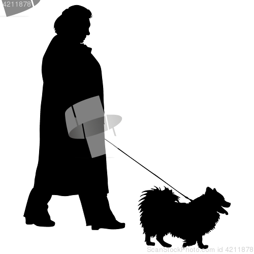 Image of Silhouette of people and dog. illustration