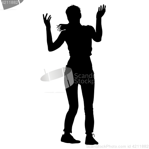 Image of Black silhouettes of beautiful woman on white background. illustration