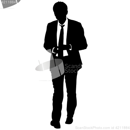 Image of Silhouette businessman man in suit with tie on a white background. illustration