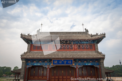 Image of Traditional Chinese building under blue sky