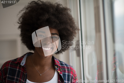 Image of portrait of a young beautiful black woman