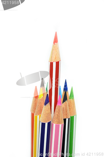 Image of Red color pencil standing out