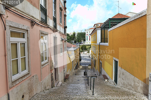 Image of Street  in old town of Lisbon, Portugal