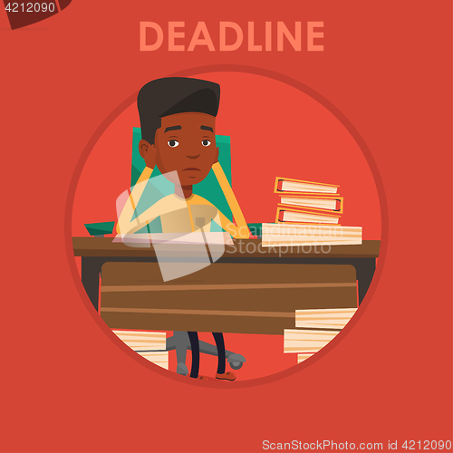 Image of Businessman having problem with deadline.