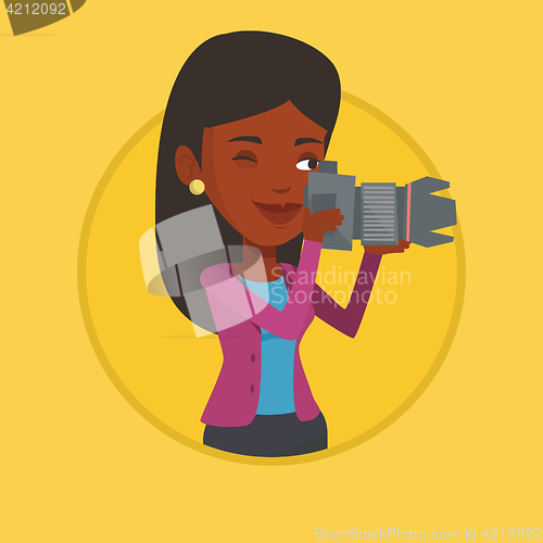 Image of Photographer taking photo vector illustration.