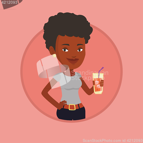 Image of Woman drinking cocktail vector illustration.