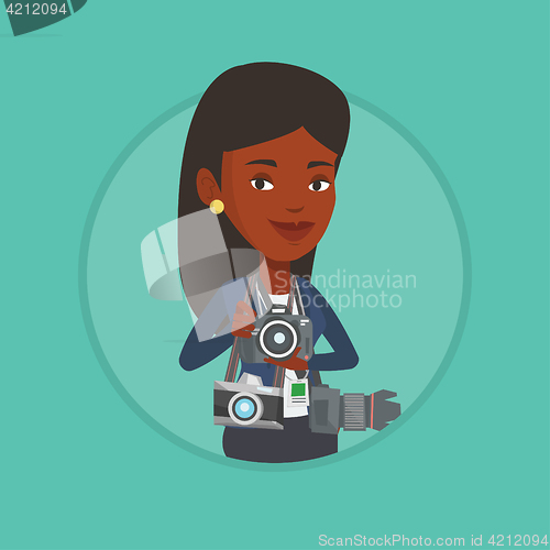 Image of Photographer taking photo vector illustration.