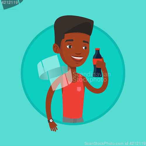 Image of Young man drinking soda vector illustration.