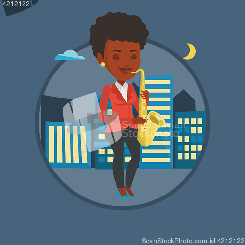 Image of Musician playing on saxophone vector illustration.