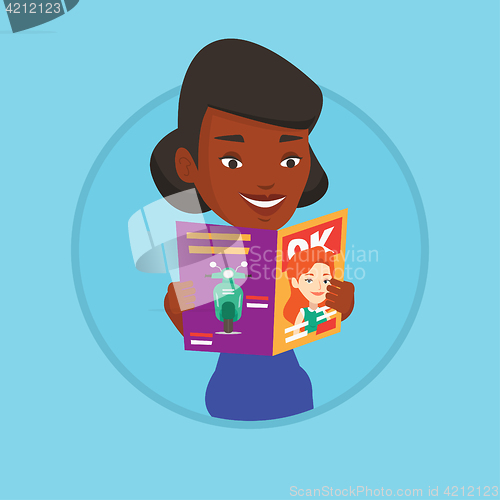 Image of Woman reading magazine vector illustration.