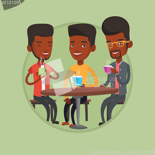 Image of Group of men drinking hot and alcoholic drinks.