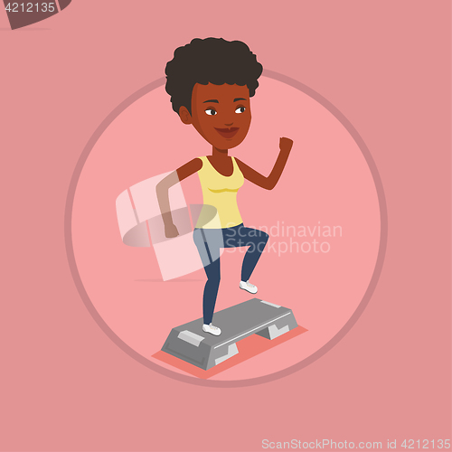 Image of Woman exercising on steeper vector illustration.