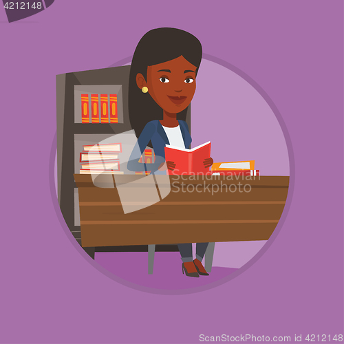 Image of Student reading book vector illustration.