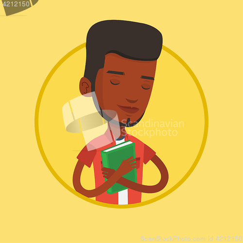 Image of Student hugging his book vector illustration.