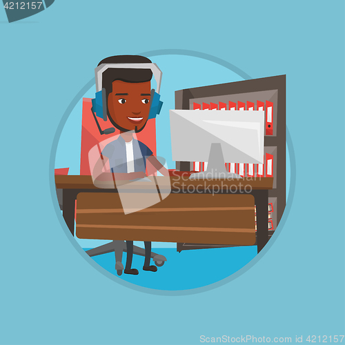 Image of Man playing computer game vector illustration.