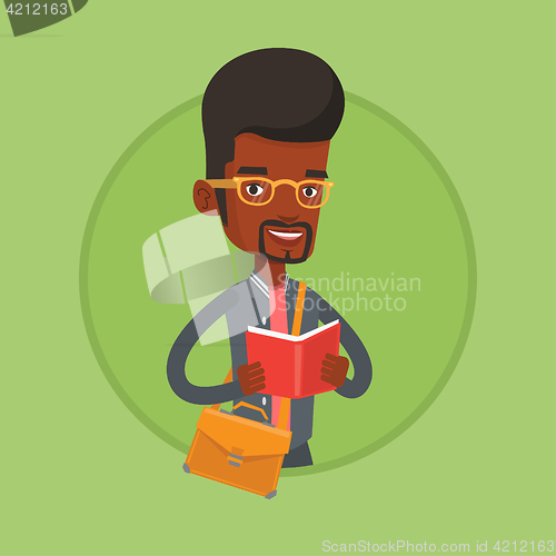 Image of Student reading book vector illustration.