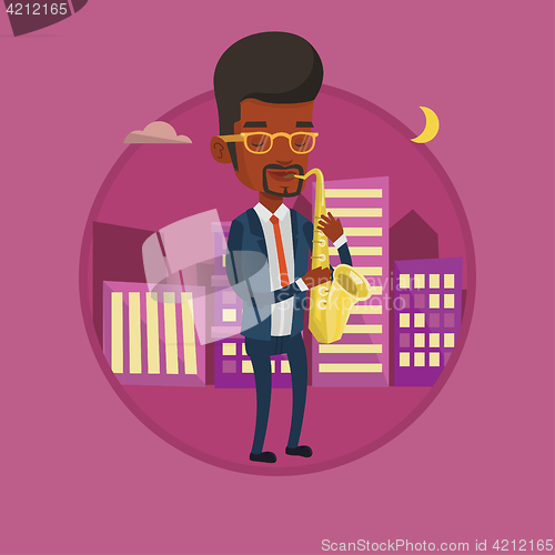 Image of Musician playing on saxophone vector illustration.