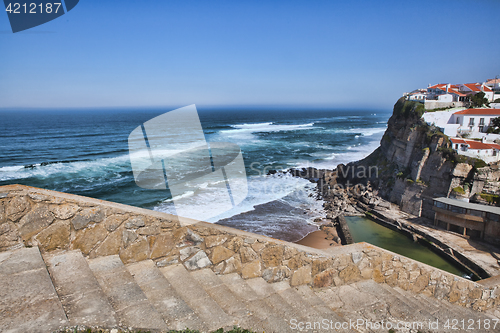 Image of Azenhas Do Mar . Landmark On The Cliff And Atlantic Ocean, Sintr