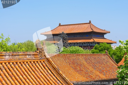 Image of Traditional Chinese building under blue sky