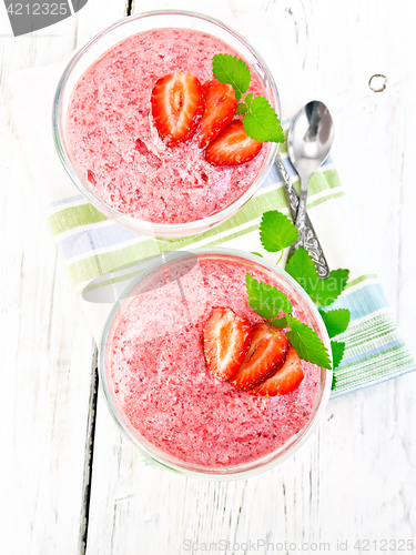 Image of Jelly air strawberry in two bowls on board top