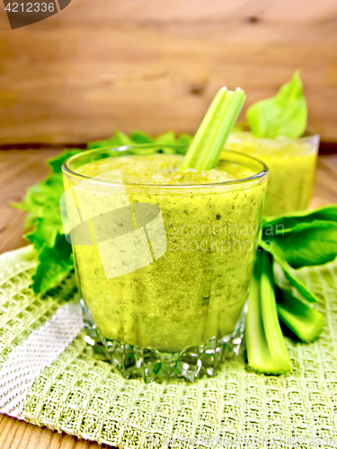 Image of Cocktail with celery and spinach on board