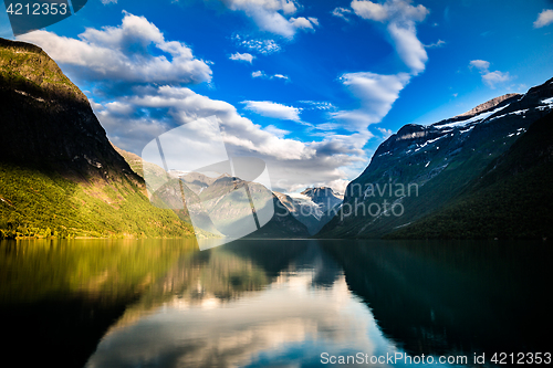 Image of lovatnet lake Beautiful Nature Norway.