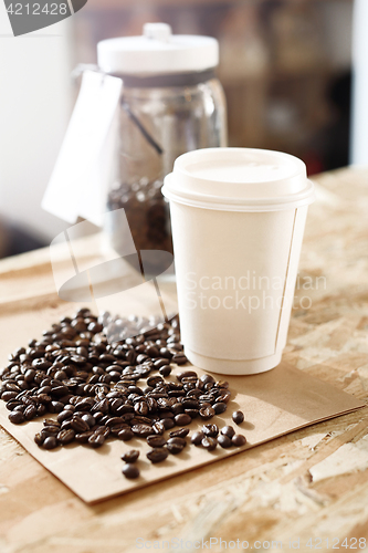 Image of Coffee beans Coffee shop Coffee shop, jars of coffee beans