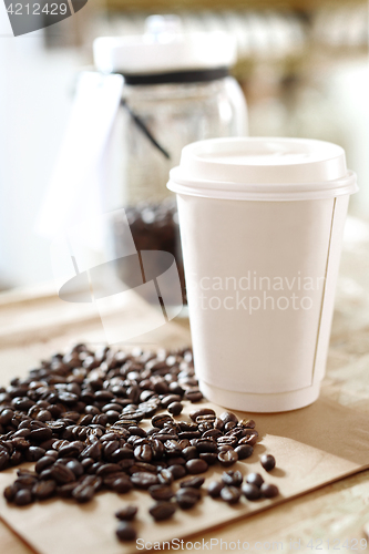 Image of Coffee shop Coffee shop, jars of coffee beans