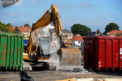 Image of Excavator and Containers