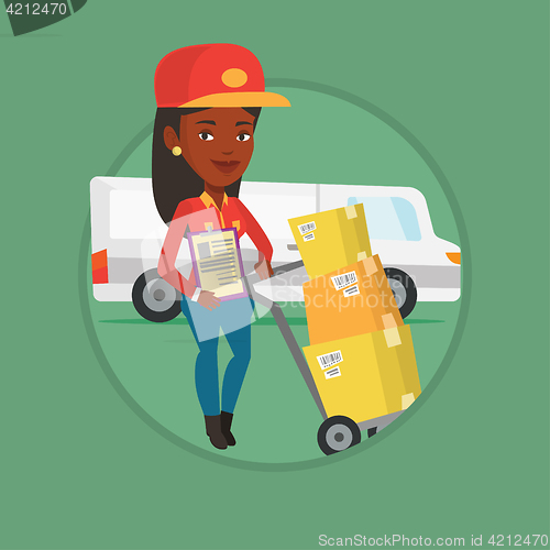 Image of Delivery courier with cardboard boxes.