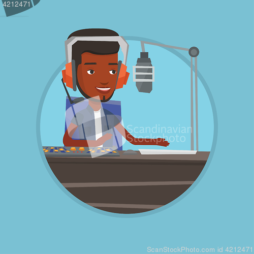 Image of Male dj working on the radio vector illustration