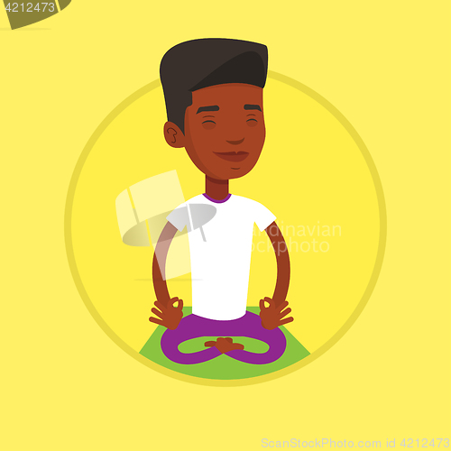 Image of Man meditating in lotus pose vector illustration.