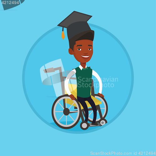 Image of Graduate sitting in wheelchair vector illustration