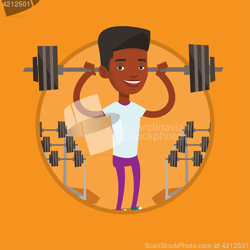 Image of Man lifting barbell vector illustration.