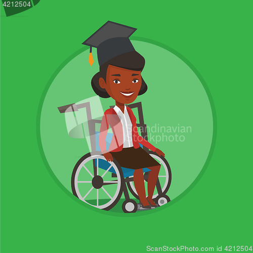 Image of Graduate sitting in wheelchair vector illustration