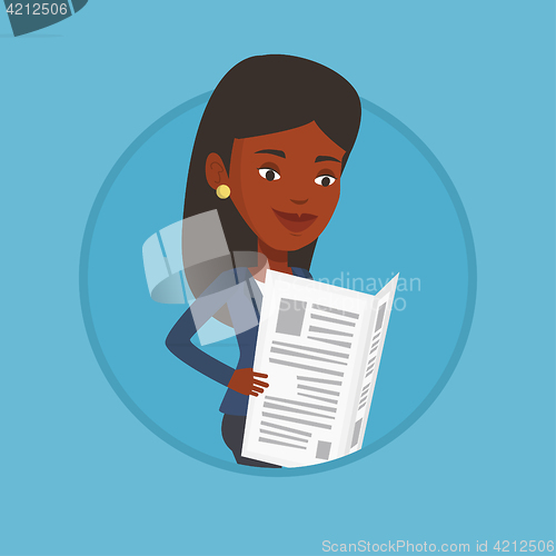 Image of Woman reading newspaper vector illustration.