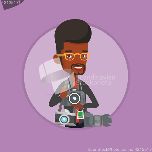 Image of Paparazzi taking photo vector illustration.