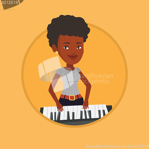 Image of Woman playing piano vector illustration.