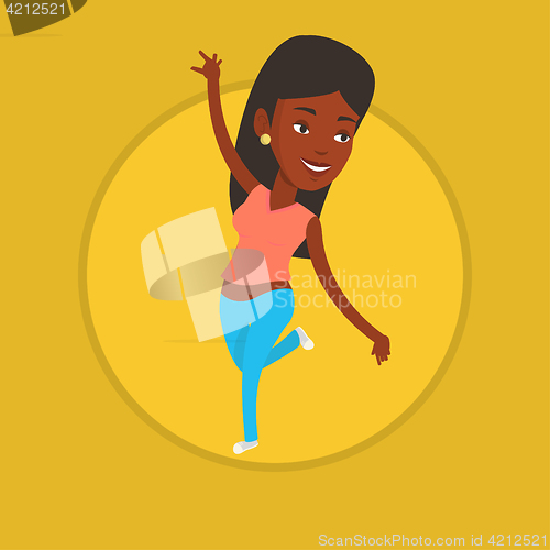Image of Cheerful african-american woman dancer dancing.