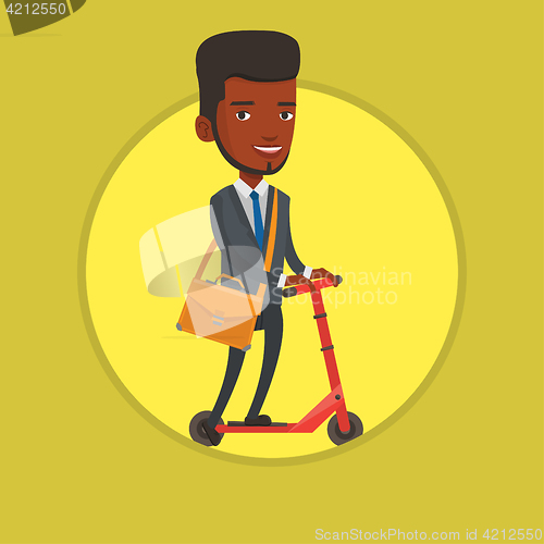 Image of Man riding kick scooter vector illustration.